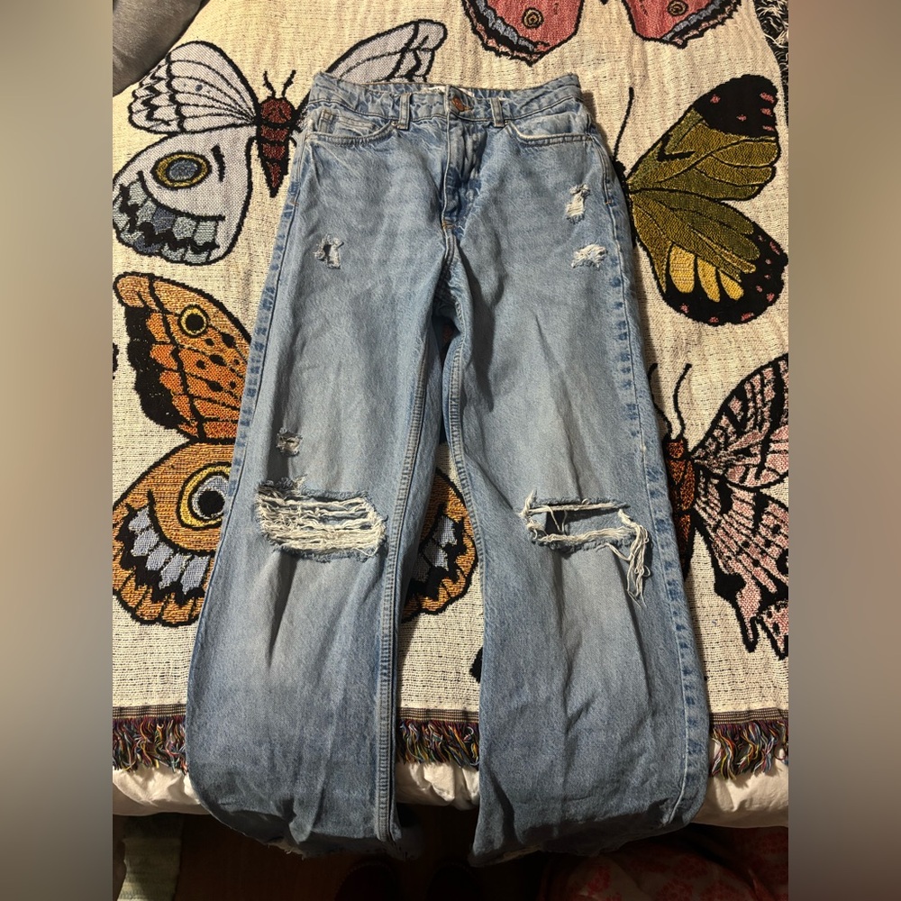 Zara Ripped Straight Leg Jean